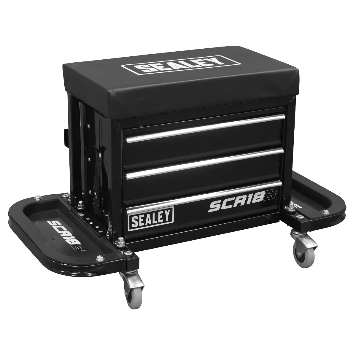Sealey Mechanic's Utility Seat & Toolbox - Black Scr18b 1
