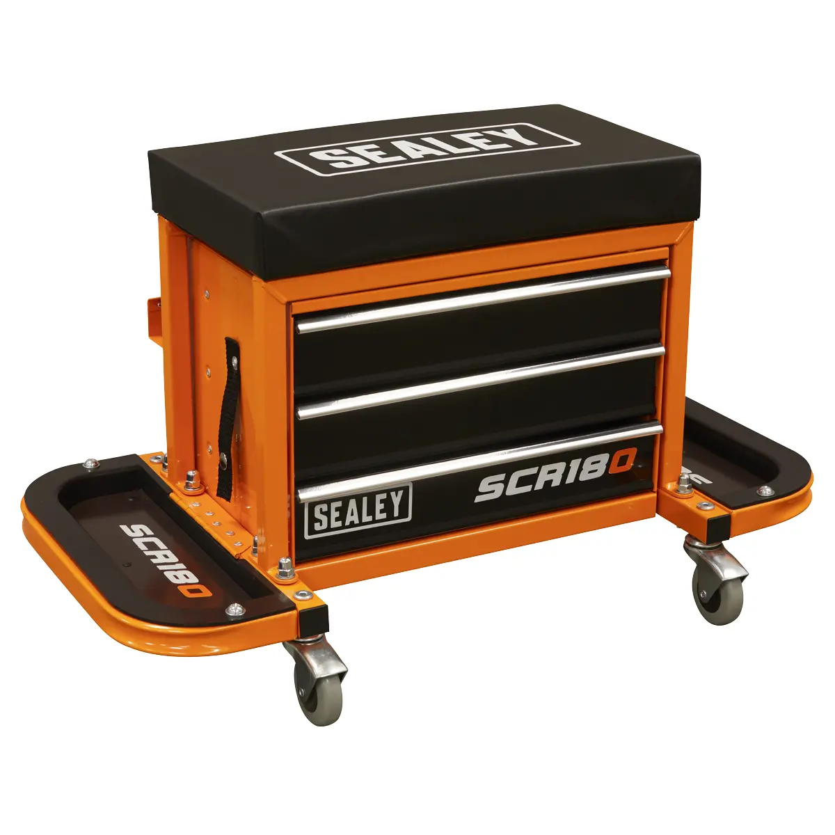 Sealey Mechanic's Utility Seat & Toolbox - Orange Scr18o 1