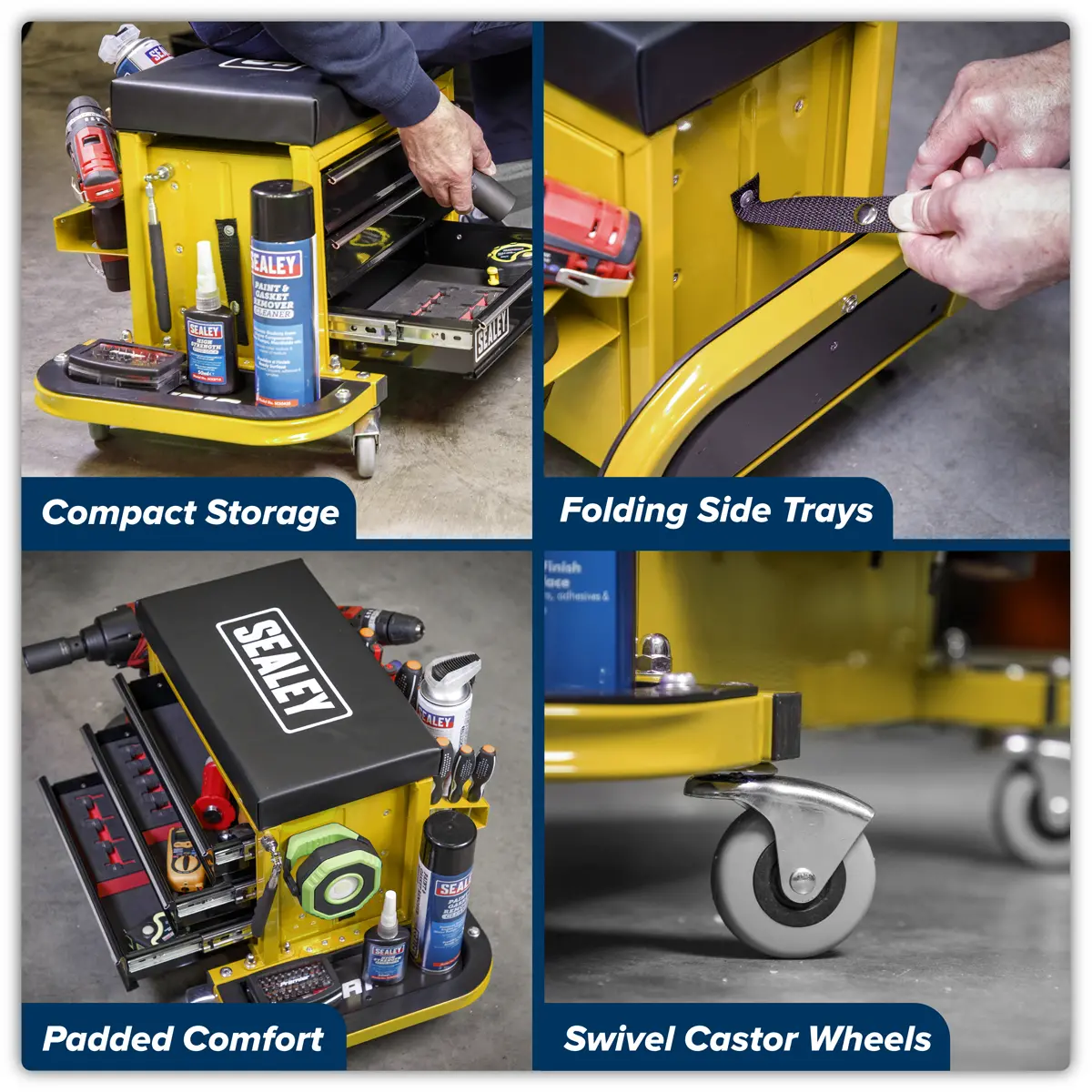 Sealey Mechanic's Utility Seat & Toolbox - Yellow Scr18y 2