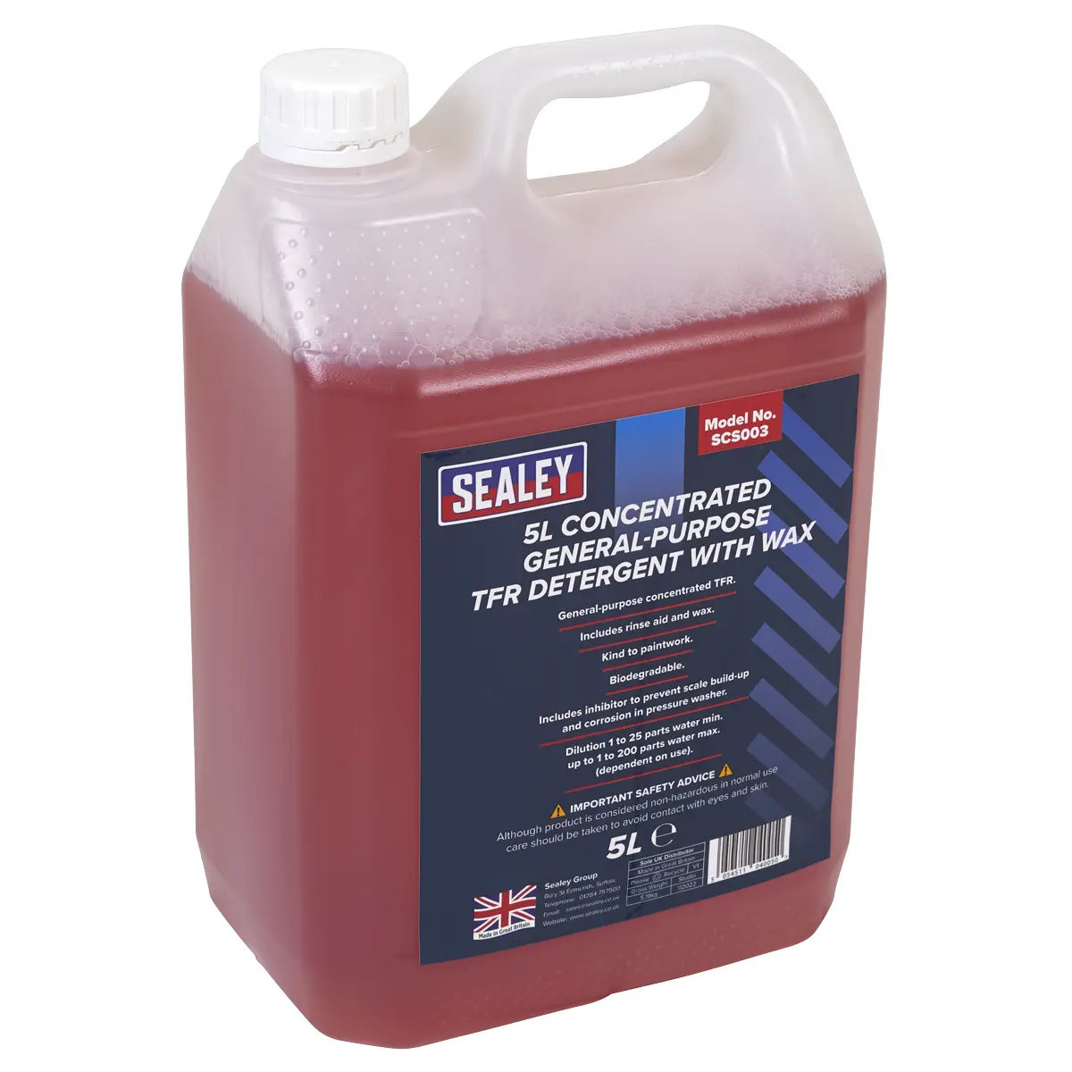 Sealey Concentrated General-Purpose Tfr Detergent With Wax 5L Scs003 1
