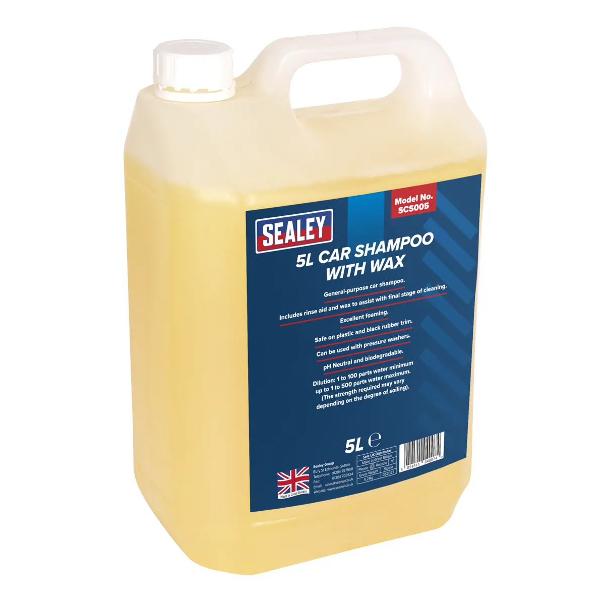 Sealey Car Shampoo With Wax 5L Scs005 1