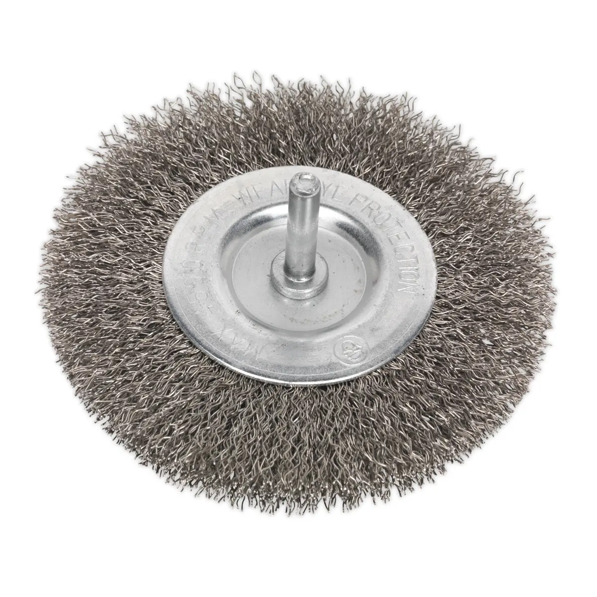 Sealey 100Mm Crimped Flat Wire Brush With 6Mm Shaft Sfbs100 1