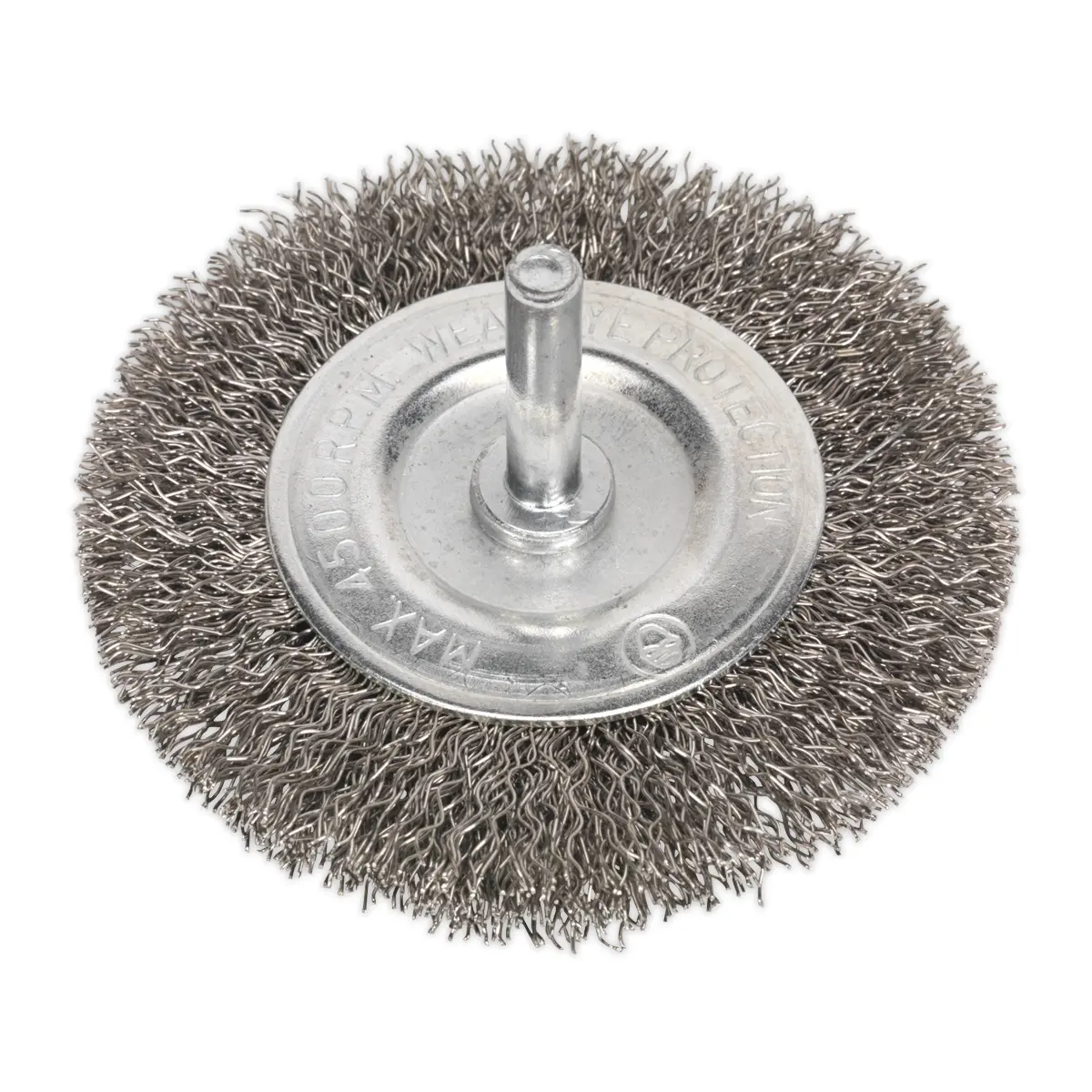Sealey 75Mm Crimped Flat Wire Brush With 6Mm Shaft Sfbs75 1