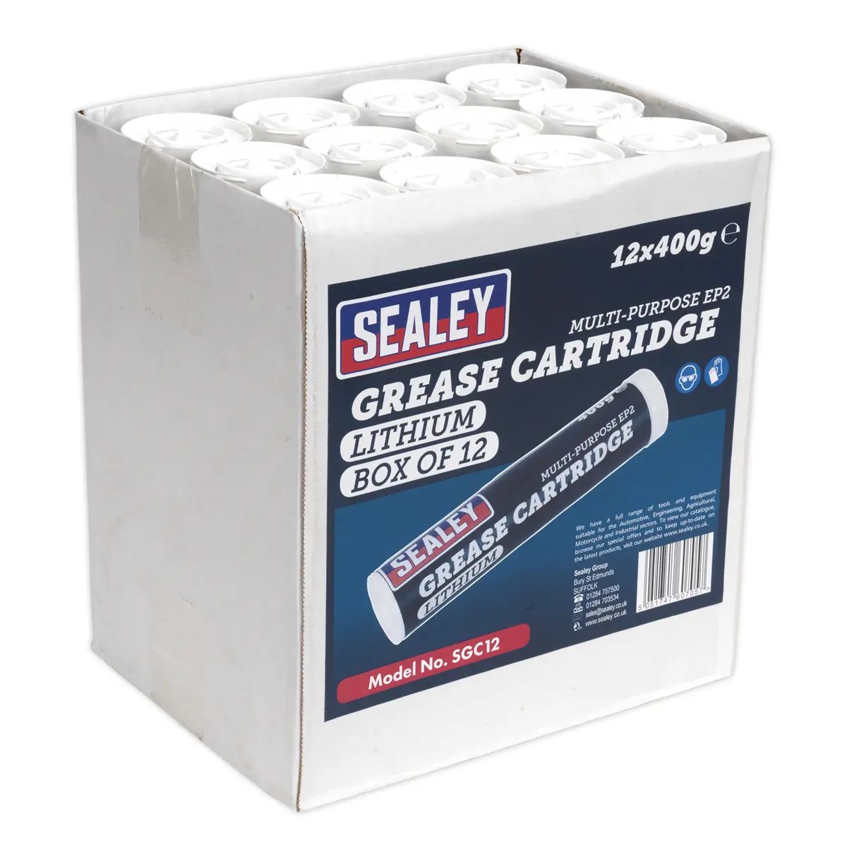 Sealey Ep2 Lithium Grease Cartridge 400G - Pack Of 12 Sgc12 1