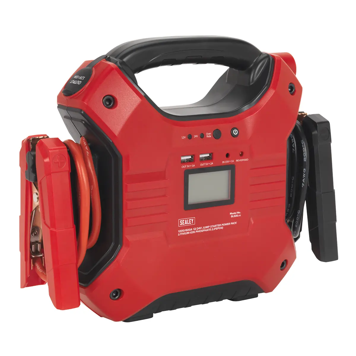 Sealey 12/24V Jump Starter Power Pack Lithium-Ion Phosphate (Lifepo4) 1200/600 Peak Amps Sl32s 1