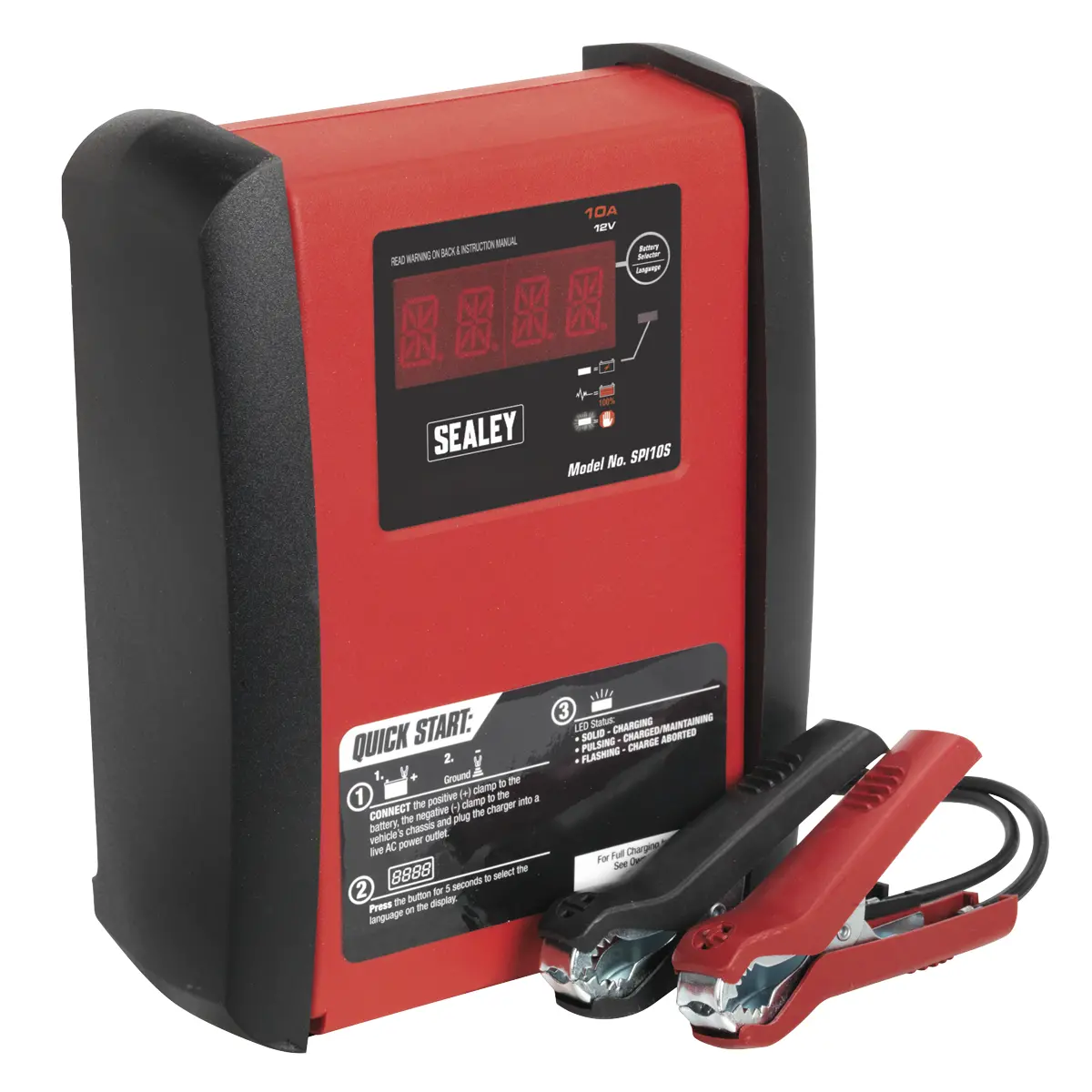 Sealey 12V Intelligent Speed Charge Battery Charger/Maintainer 10A Spi10s 1