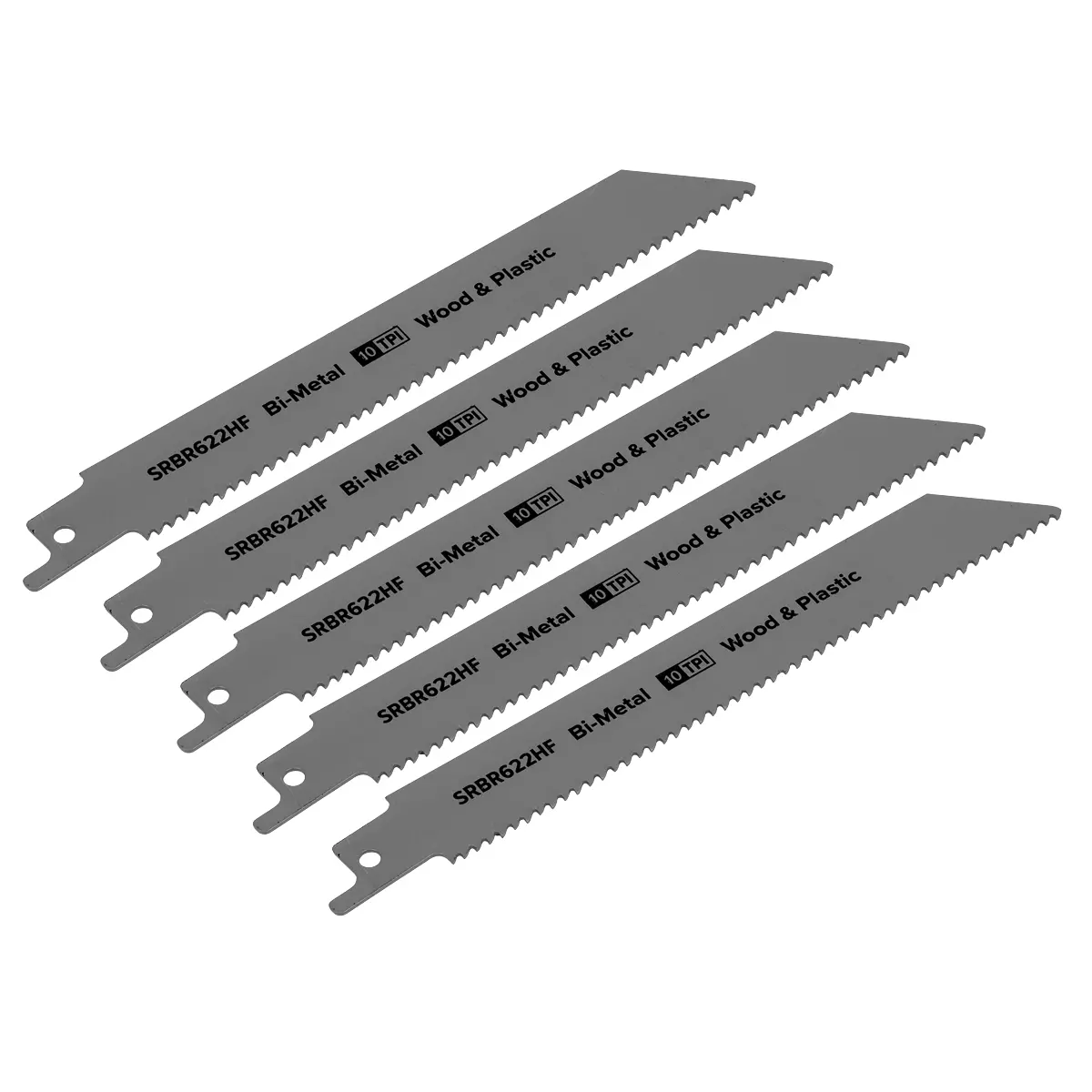 Sealey Reciprocating Saw Blade For Wood & Plastics 150Mm 10Tpi - Pack Of 5 Srbr622hf 1