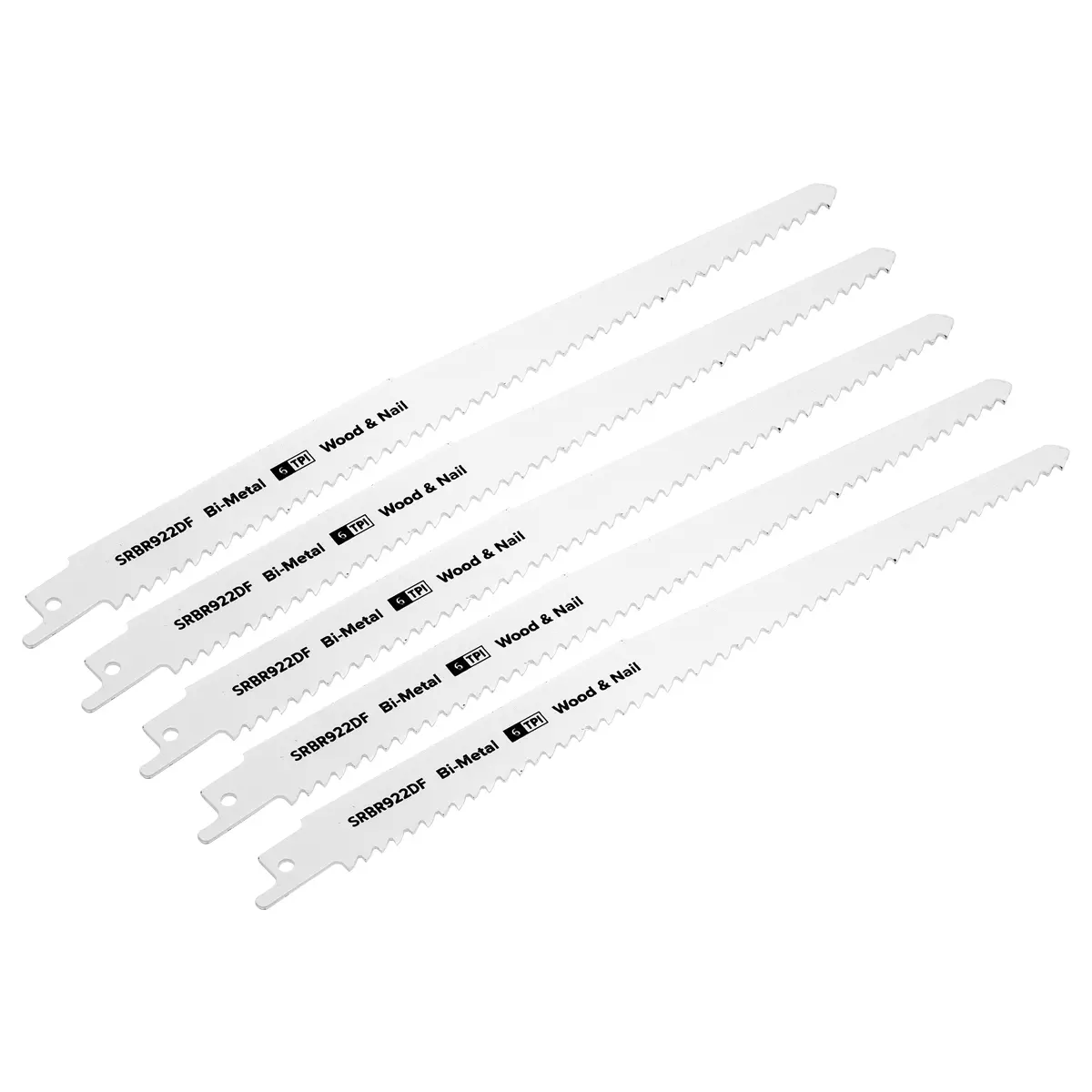 Sealey Reciprocating Saw Blade For Wood & Nails 230Mm 6Tpi - Pack Of 5 Srbr922df 1