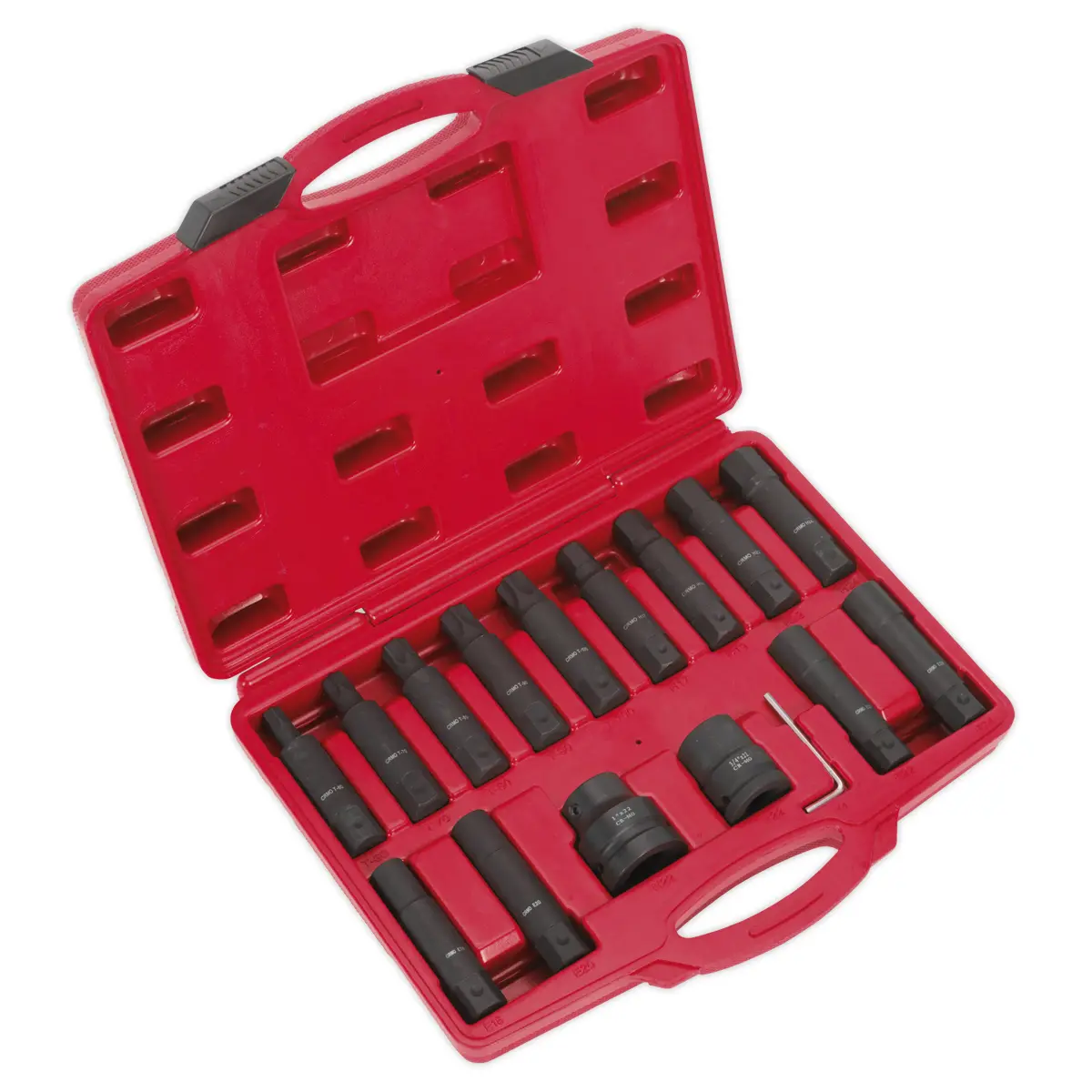 Sealey Impact Hex, Trx-Star* & Trx-Star* Female Socket Bit Set 3/4" & 1"Sq Drive 16Pc Sx098 1