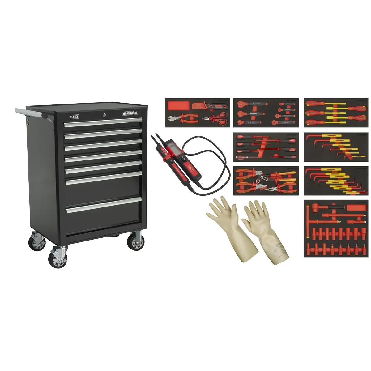 Sealey Rollcab 7 Drawer With Insulated Tool Kit 63Pc Tbtecombo2 1