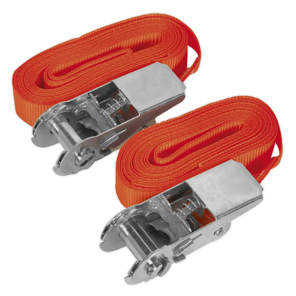 Sealey Self-Securing Ratchet Straps 25Mm X 4.5M 500Kg Breaking Strength - Pair Td05045e 1