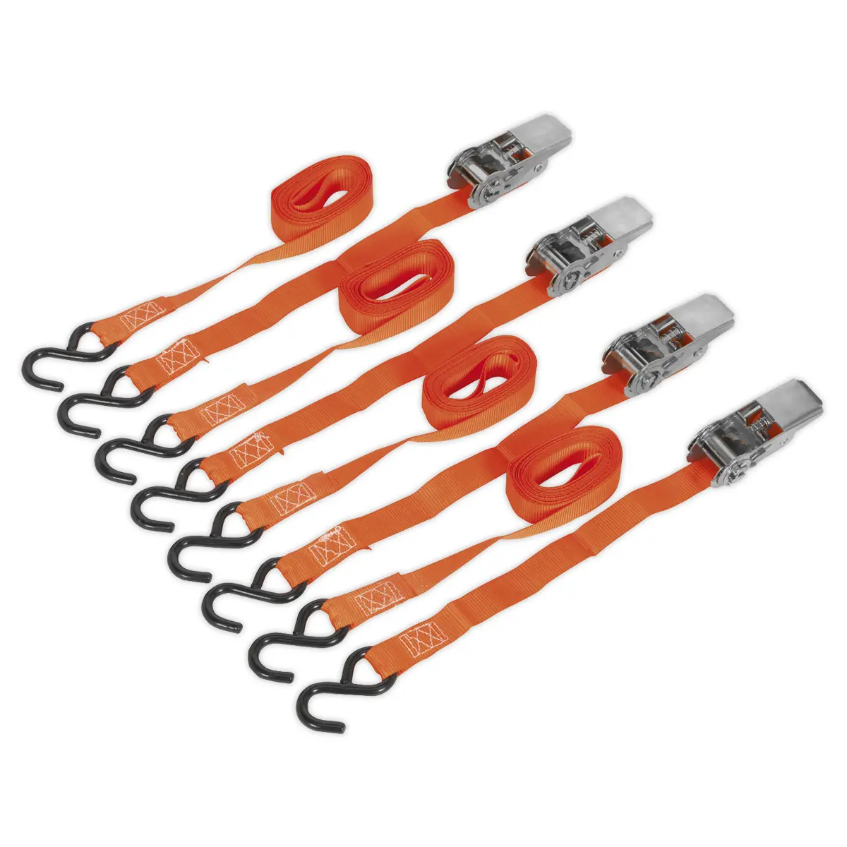 Sealey Ratchet Straps Polyester Webbing With S-Hooks 25Mm X 4M 500Kg Breaking S… 1