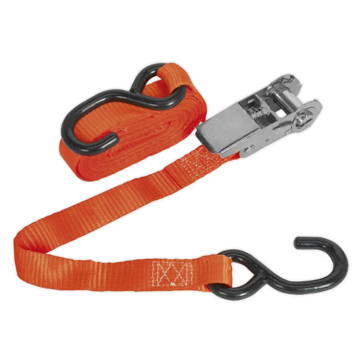Sealey Ratchet Strap Polyester Webbing With S-Hook 25Mm X 4.5M 800Kg Breaking Strength Td0845s 1