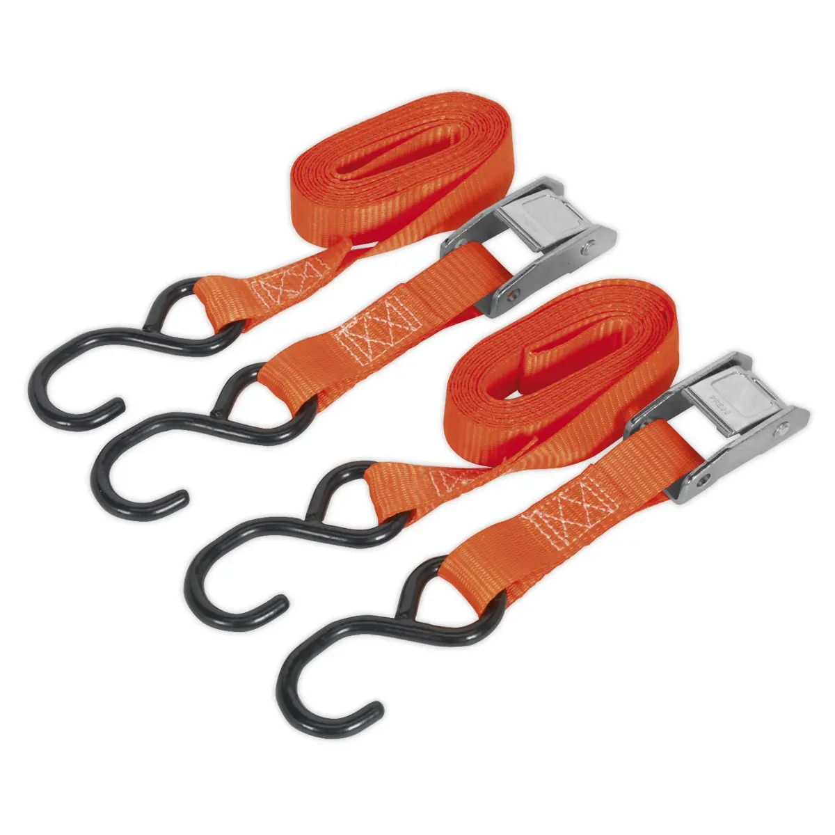 Sealey Cam Buckle Strap Polyester Webbing With S-Hooks 25Mm X 2.5M 250Kg Breaking Strength Td2525cs 1