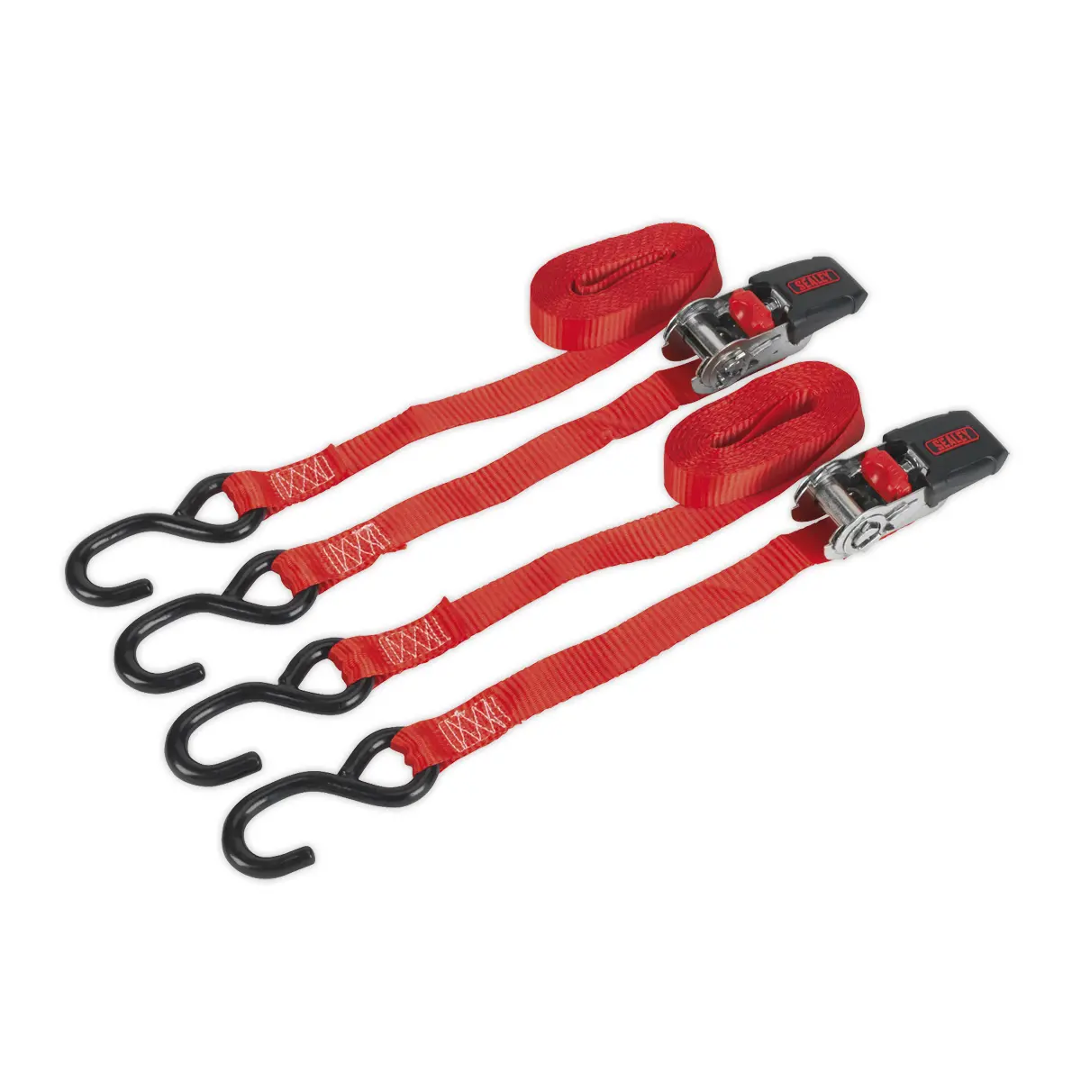 Sealey Ratchet Straps Polyester Webbing With S-Hooks 25Mm X 4M 800Kg Breaking S… 1