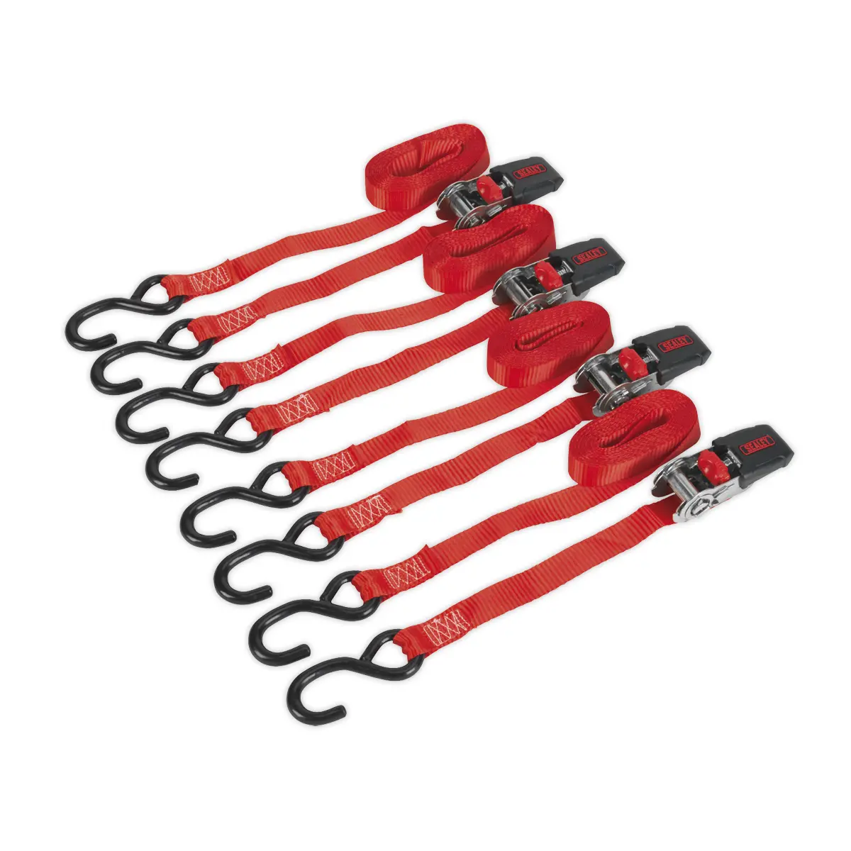 Sealey Ratchet Strap Polyester Webbing With S-Hooks 25Mm X 4M 800Kg Breaking St… 1