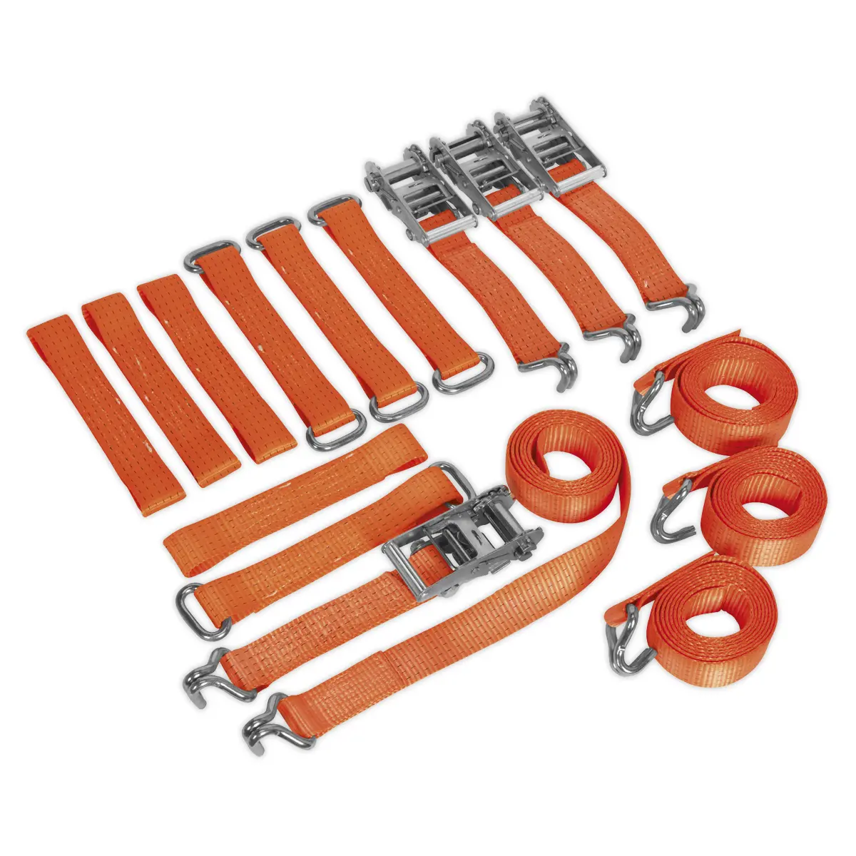 Sealey Alloy/Steel Wheel Car Transporter Ratchet Strap Kit 4Pc 50Mm X 3M 4500Kg… 1