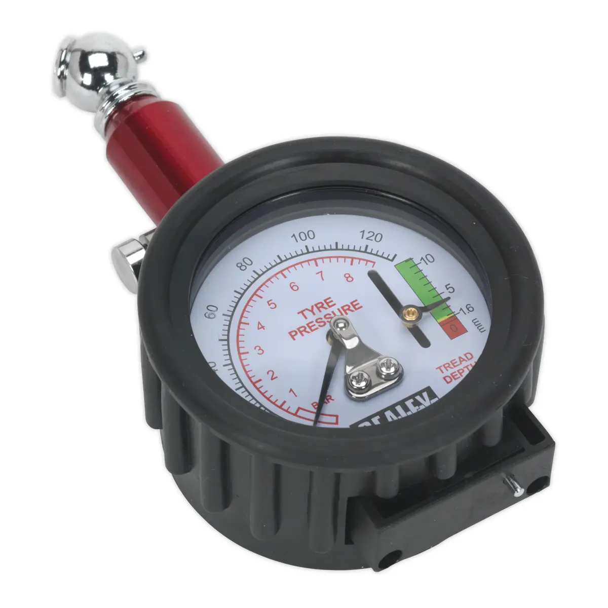 Sealey Tyre Pressure Gauge With Tyre Tread Depth Gauge 0-8Bar(0-120Psi) Tstpdg01 1