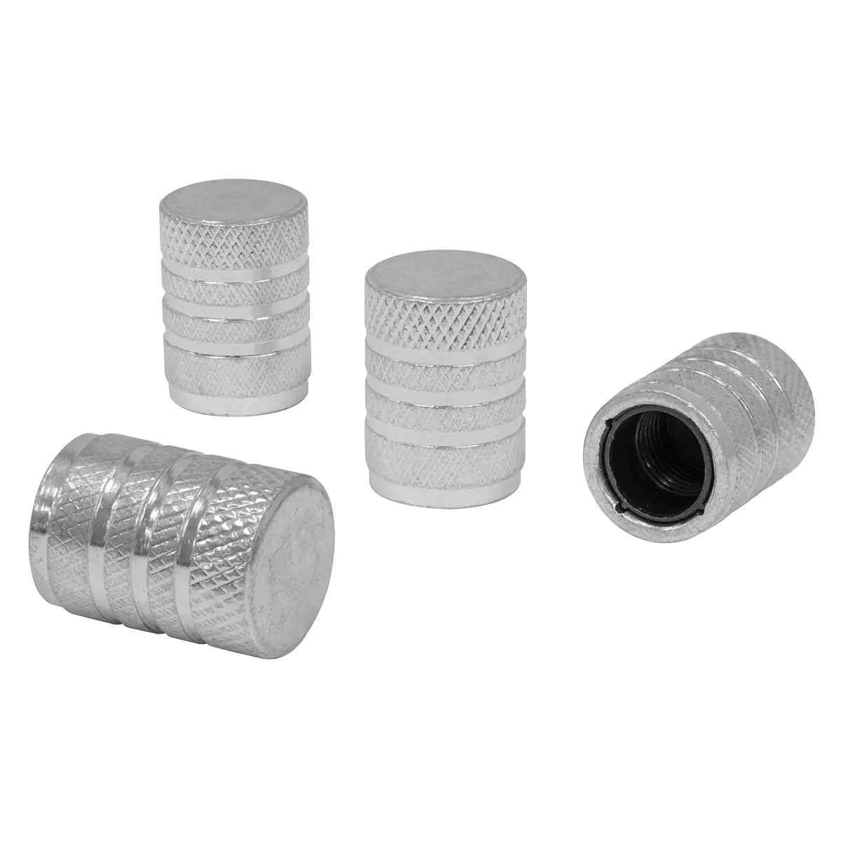 Sealey Aluminium Valve Cap 4Pc - Silver Anodised Vca4 1
