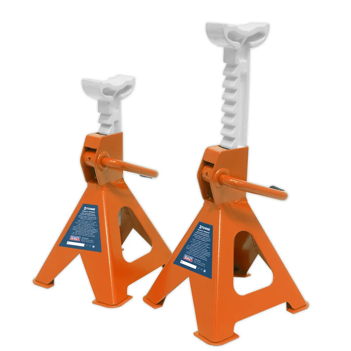 Sealey Ratchet Type Axle Stands (Pair) 2 Tonne Capacity Per Stand - Orange Vs2002or 1
