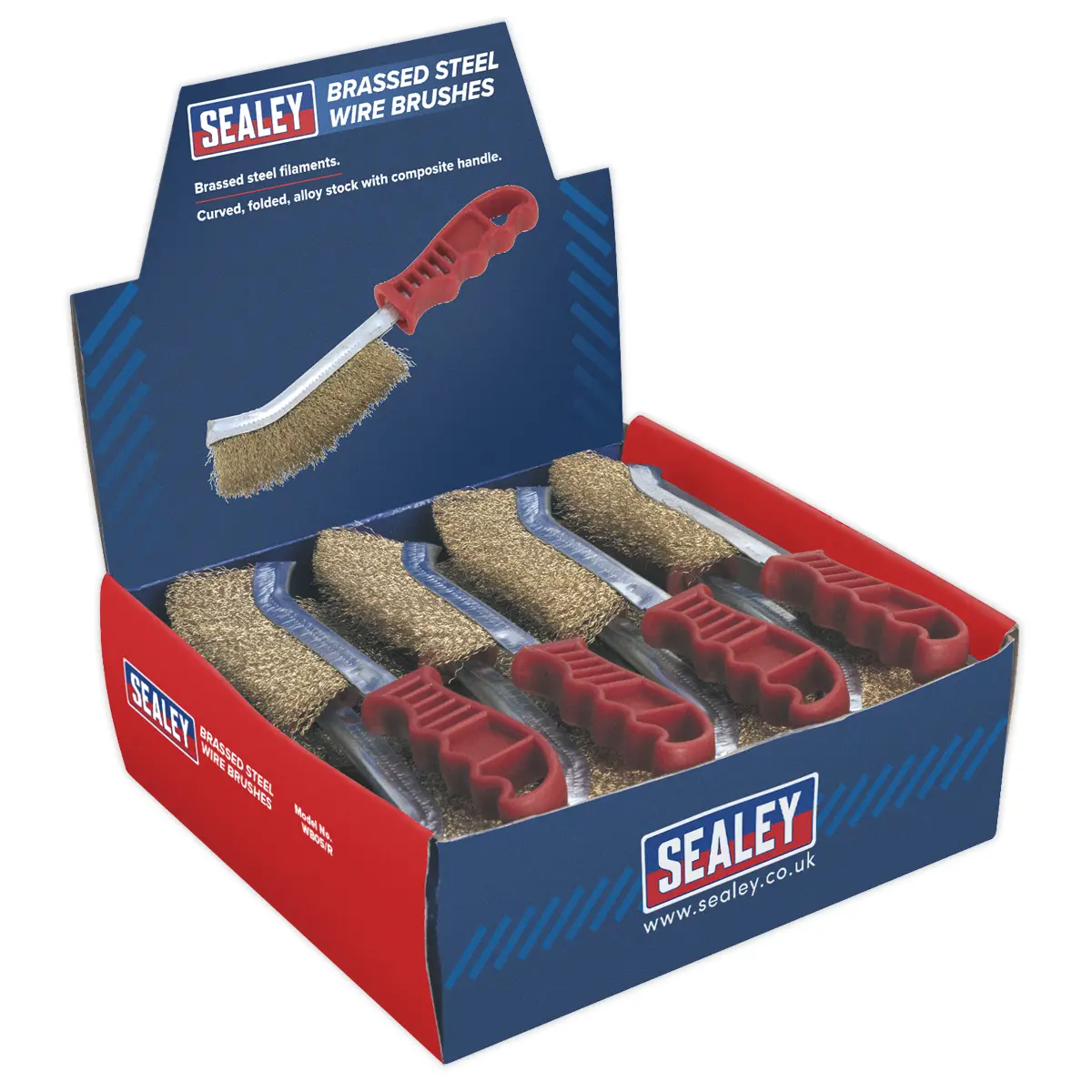 Sealey Brassed Steel Wire Brush With Plastic Handle - Display Box Of 24 Wb05db24 1