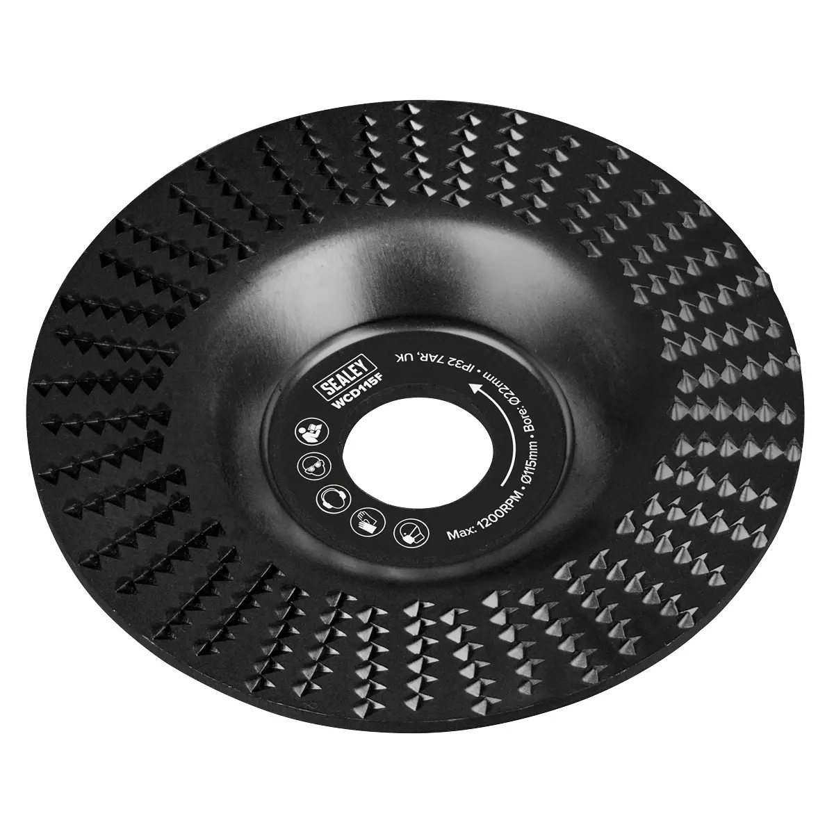 Sealey 115Mm Flat Shape Wood Carving Disc 22Mm Bore Wcd115f 1