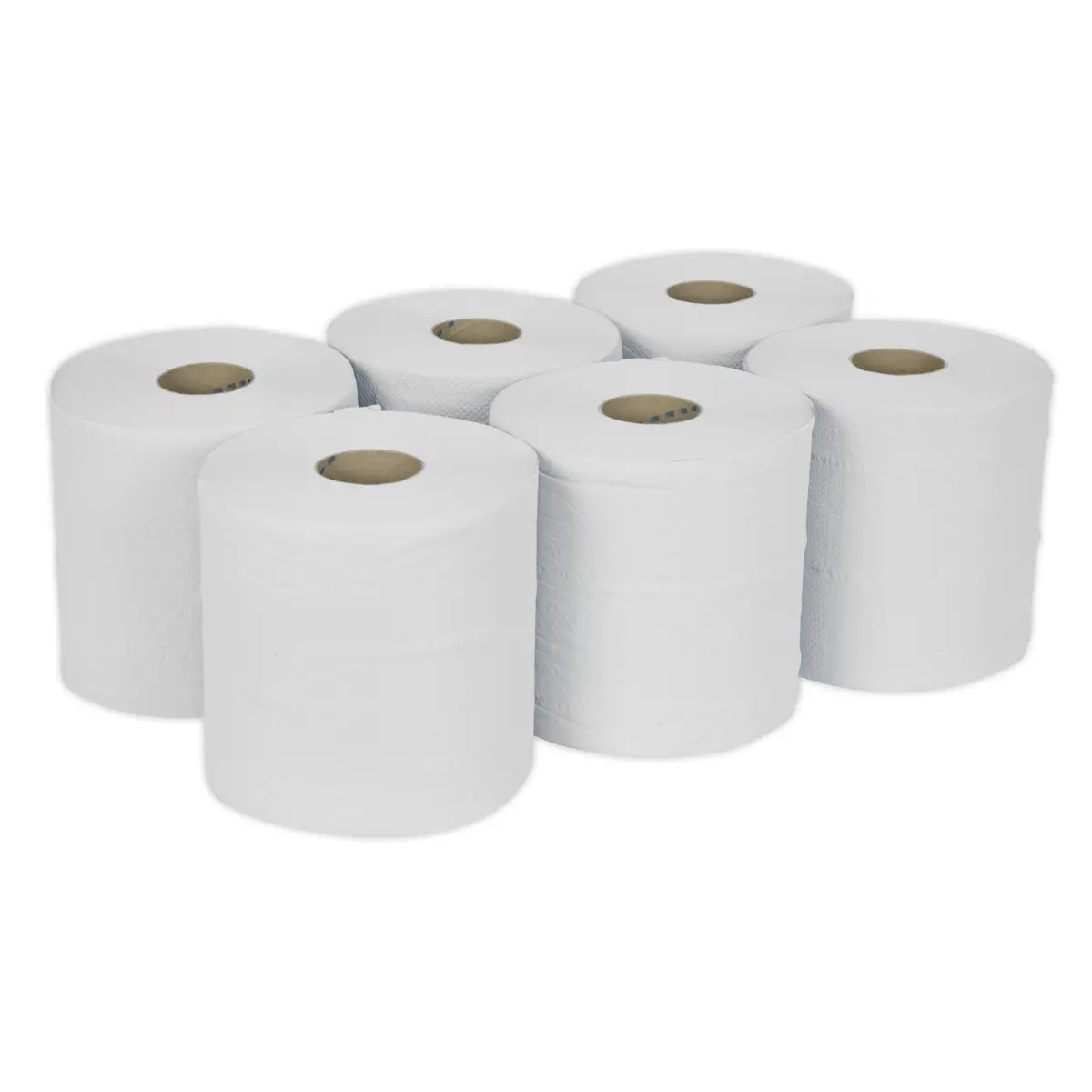 Sealey 2-Ply Embossed White Paper Roll 150M - Pack Of 6 Wht150 1