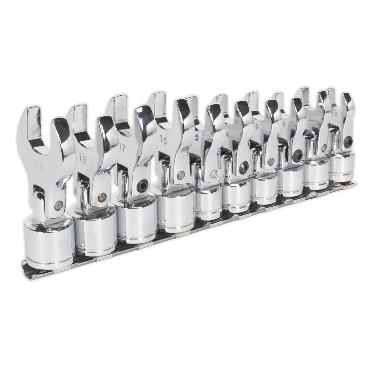 Siegen Flexible Crow's Foot Open-End Spanner Set 3/8"Sq Drive 10Pc S01043 1