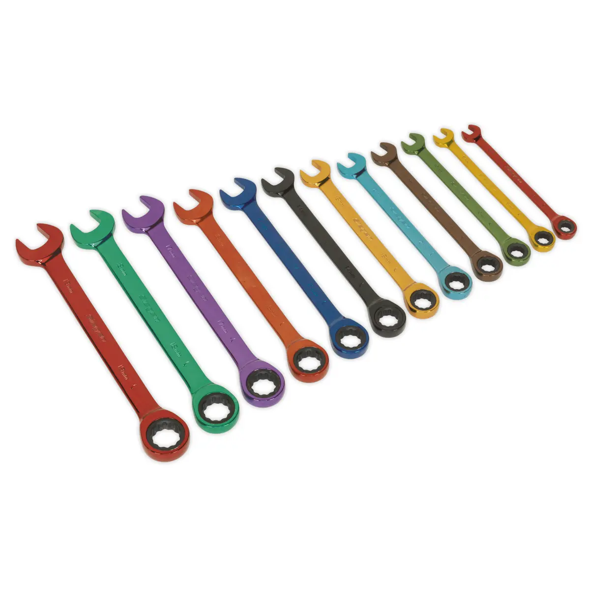 Siegen Multi-Coloured Combination Ratchet Spanner Set 12Pc S01075 1