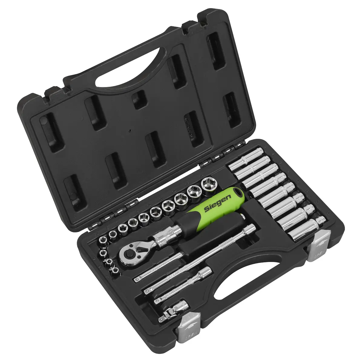 Siegen Extendable Ratchet Socket Set 1/4"Sq Drive 26Pc S01286 1