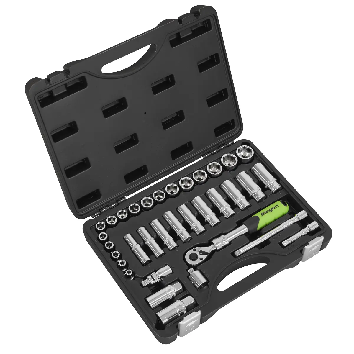 Siegen Extendable Ratchet Socket Set 3/8"Sq Drive 34Pc S01287 1