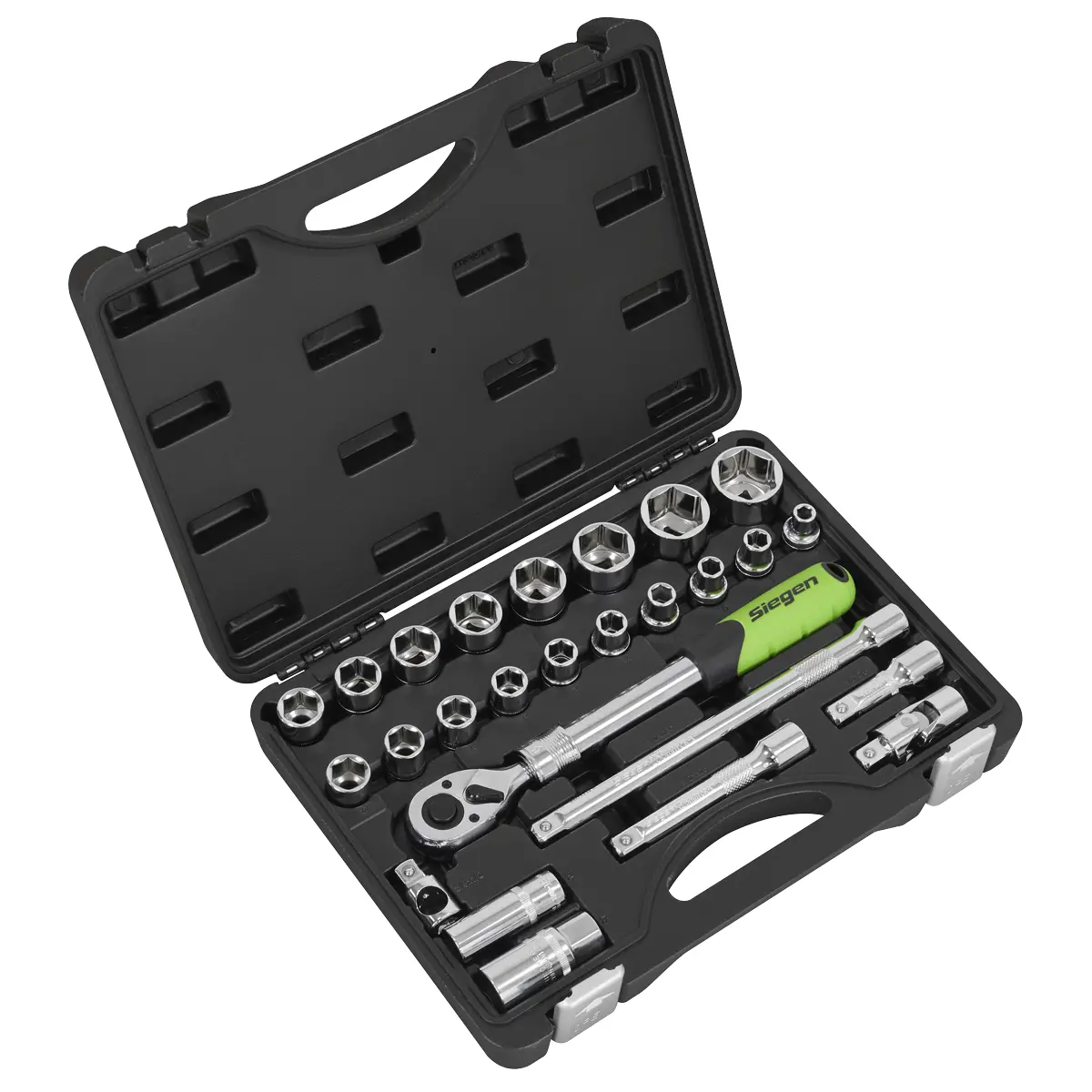 Siegen Extendable Ratchet Socket Set 1/2"Sq Drive 26Pc S01288 1