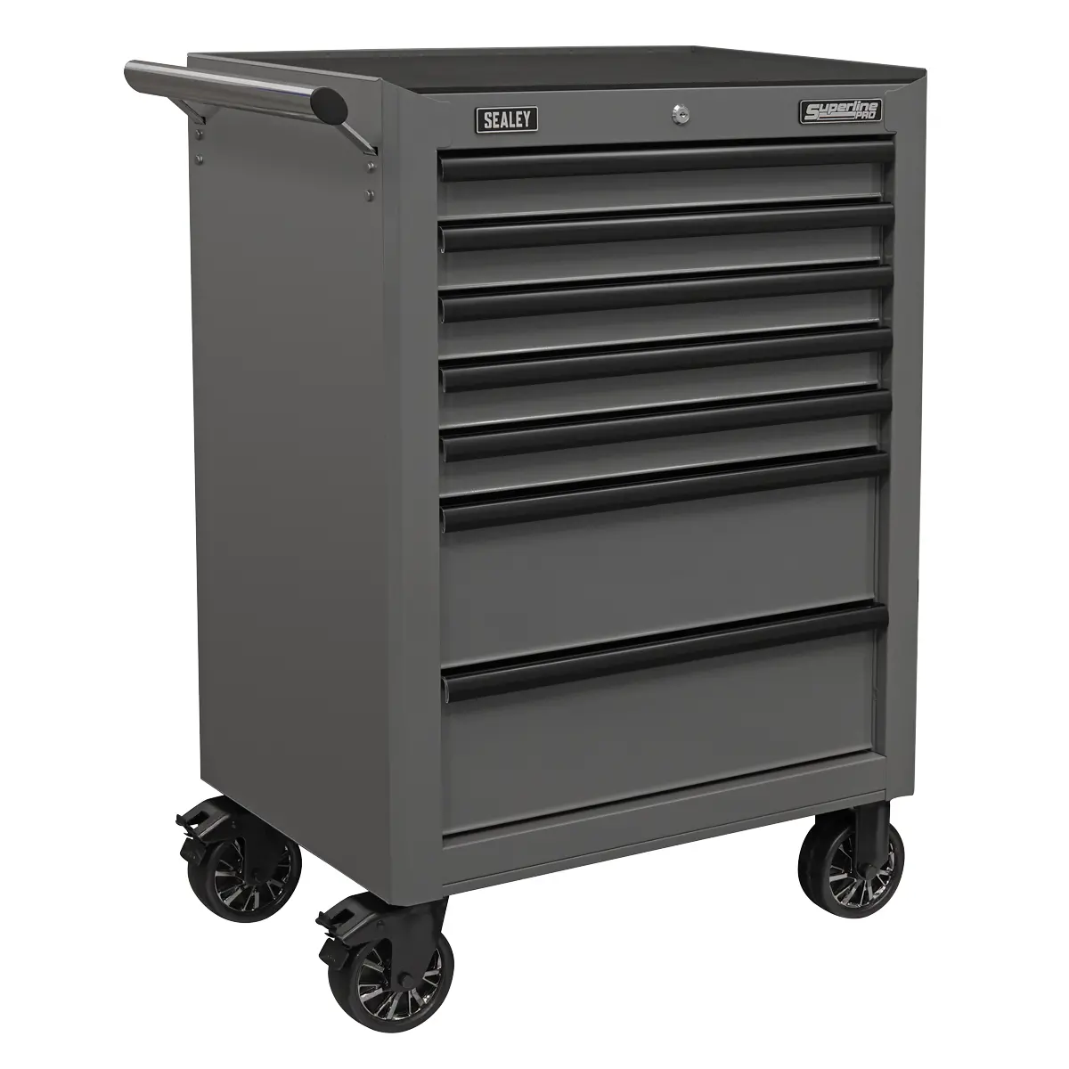 Superline Pro Superline Pro® Rollcab 7 Drawer - Grey/Black Ap26479tg 1