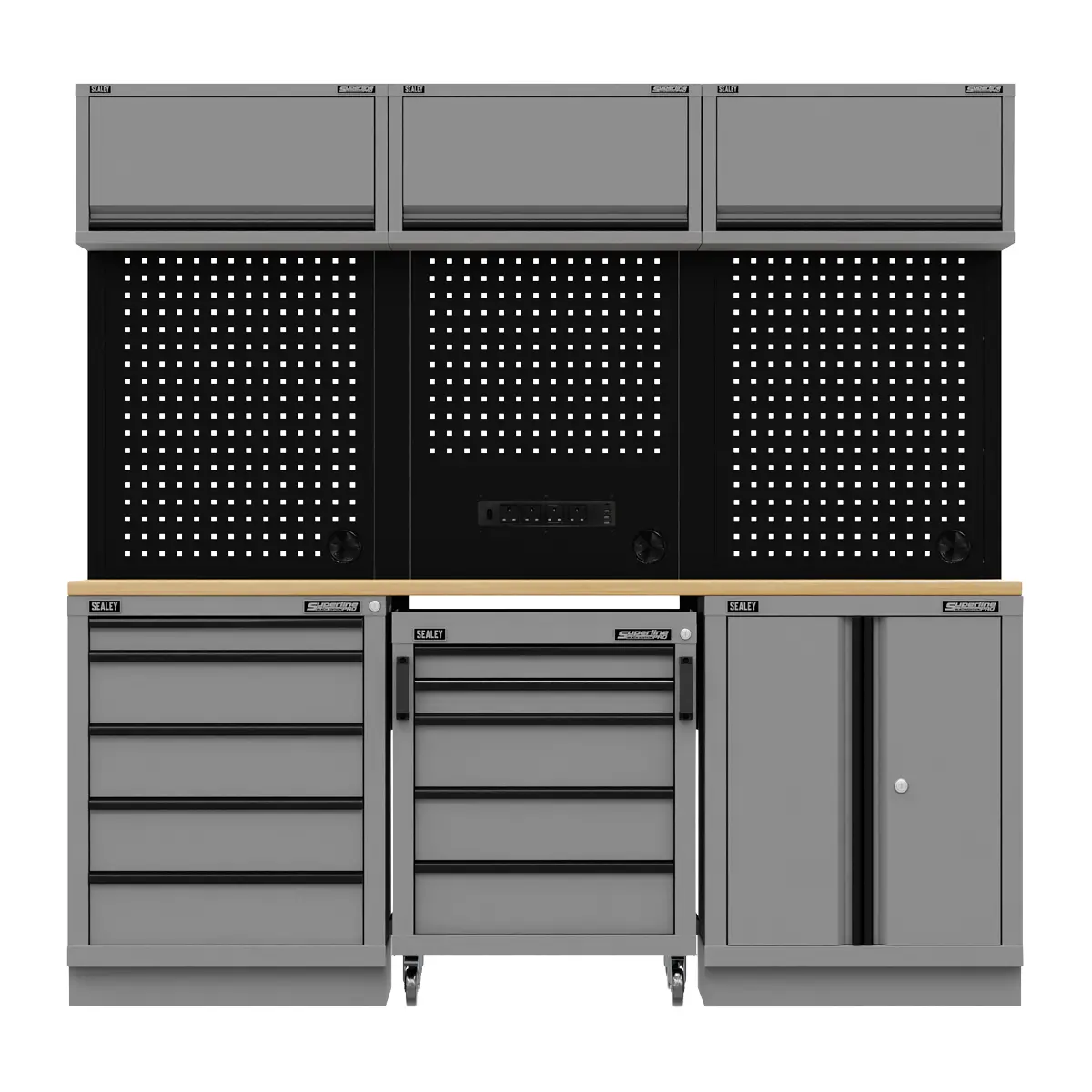 Superline Pro Superline Pro Black Edition Storage System With Rubber Wood Workt… 1