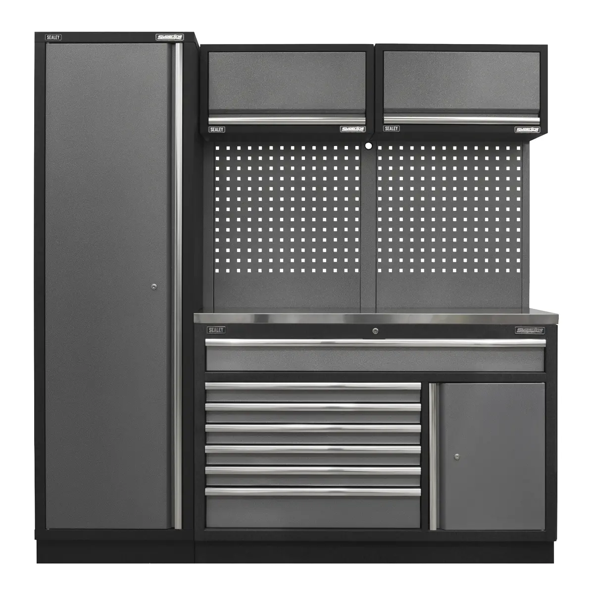 Superline Pro Superline Pro® Storage System With Stainless Steel Worktop 1.96M Apmsstack09ss 1