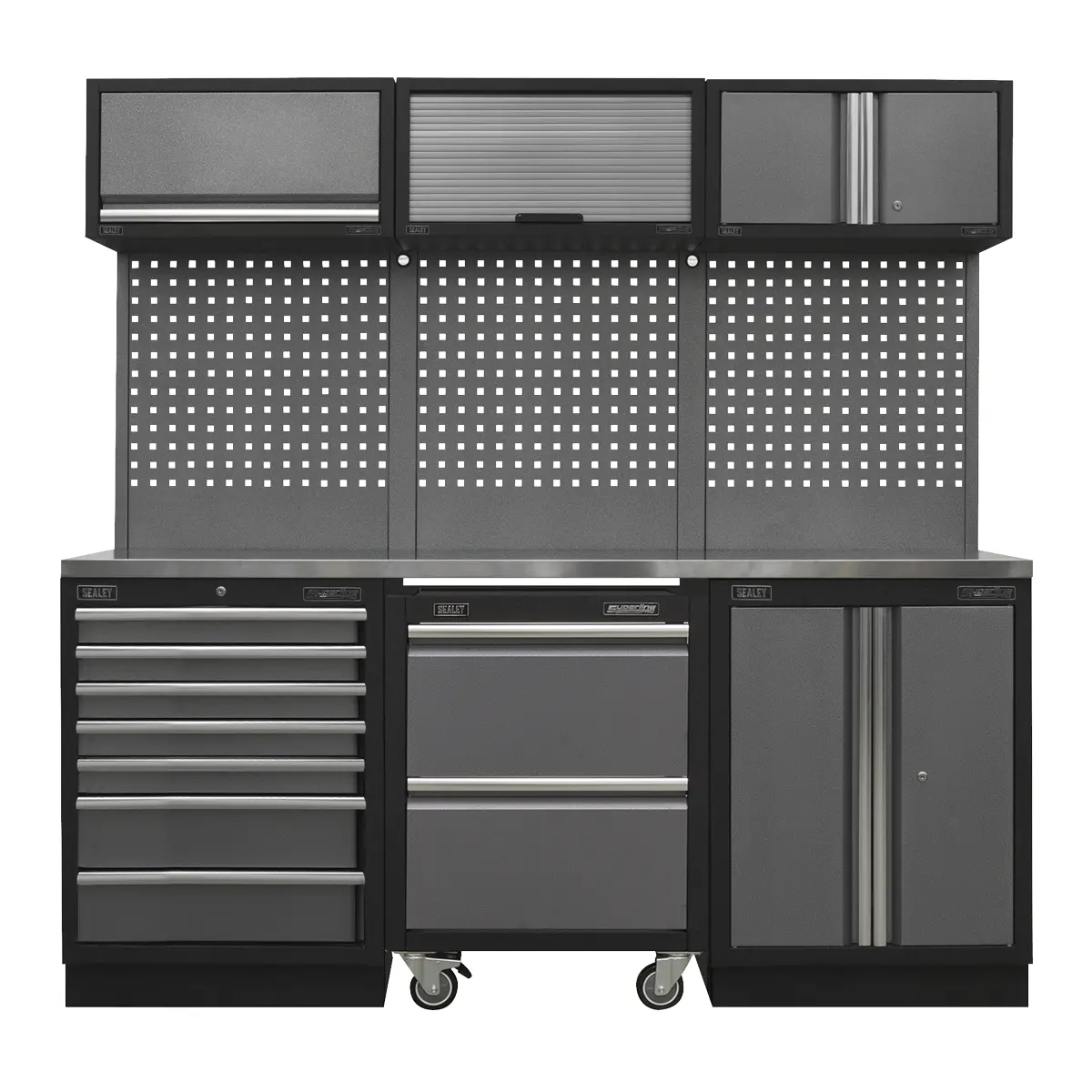 Superline Pro Superline Pro® Storage System With Stainless Steel Worktop 2.04M Apmsstack12ss 1