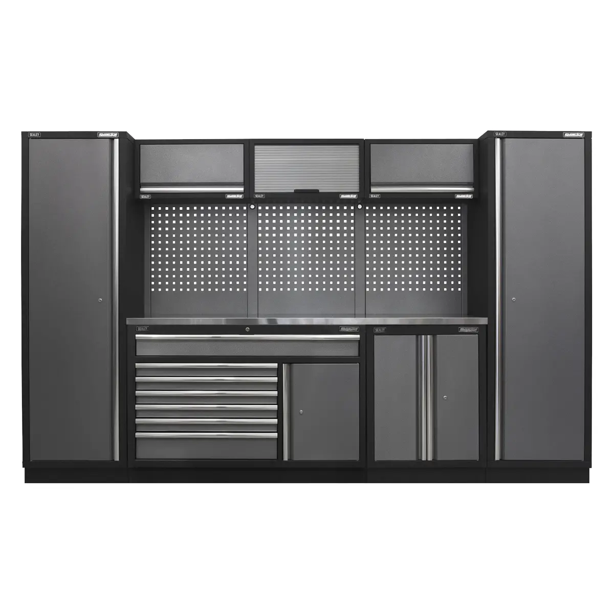 Superline Pro Superline Pro® Storage System With Stainless Steel Worktop 3.24M Apmsstack13ss 1