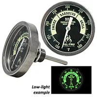 Tel-Tru Barbecue Thermometer, Black Glow Dial Bq300, 3" Dial 4" Stem 1