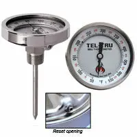 Tel-Tru Bq300r Thermometer, 3" Aluminum Dial, 2.5" Stem 1