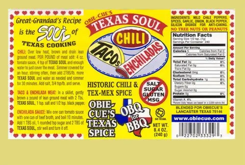 Obie-Cue’S Texas Soul Chili & Tex-Mex Seasoning 1