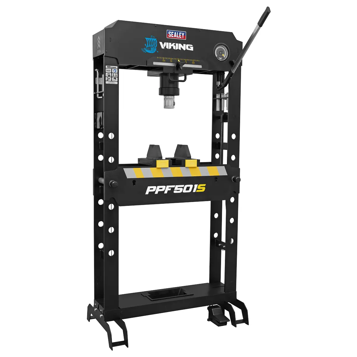 Viking Floor Type Air/Hydraulic Press With Sliding Ram And Foot Pedal 50 Tonne Ppf501s 1