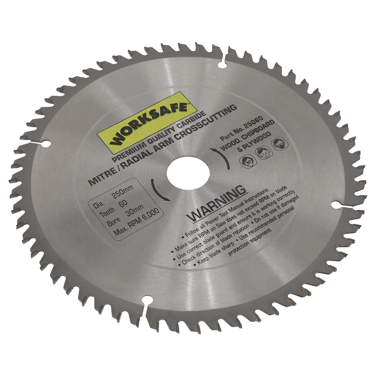 Worksafe® Tct Saw Blade 250 X 30Mm 60Tpu 25060 1