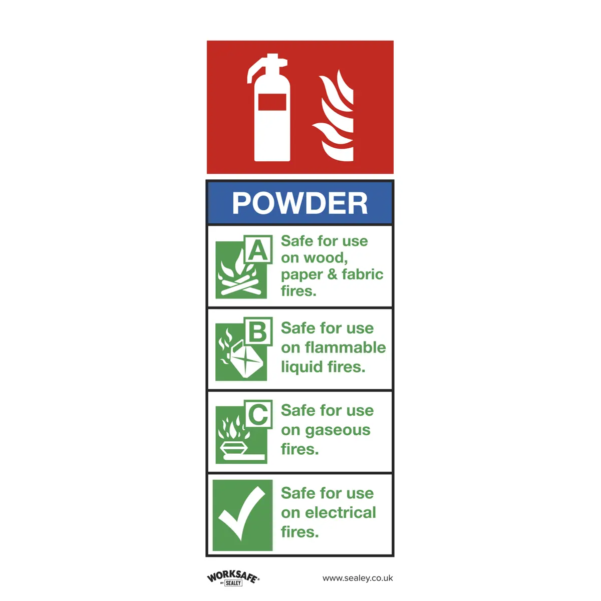 Worksafe® Powder Fire Extinguisher Safety Sign - Rigid Plastic Ss52p1 1