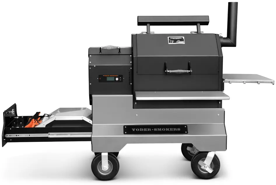 Yoder Smokers Ys480s Pellet Grill On Competition Cart With Storage Drawer 1