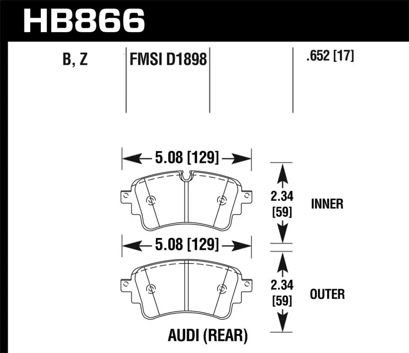 Hawk Performance Ceramic Rear Brake Pads For 2017–2019 Audi A4 & 2018–2019 A5 – Street-Oriented, Low-Dust 1