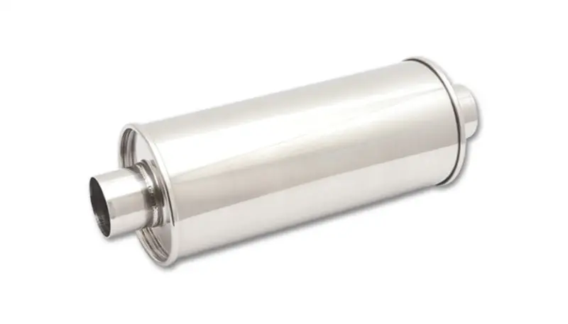 Vibrant Streetpower Round Muffler – 5" X 9" X 14", 2.25" Inlet/Outlet, Center-Center Configuration 1