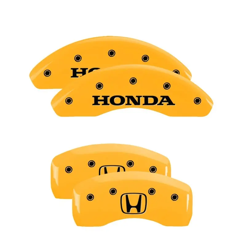 Mgp Engraved 4-Piston Caliper Covers – Yellow Finish With Black Char And H Logo For 2002 Honda Civic 1