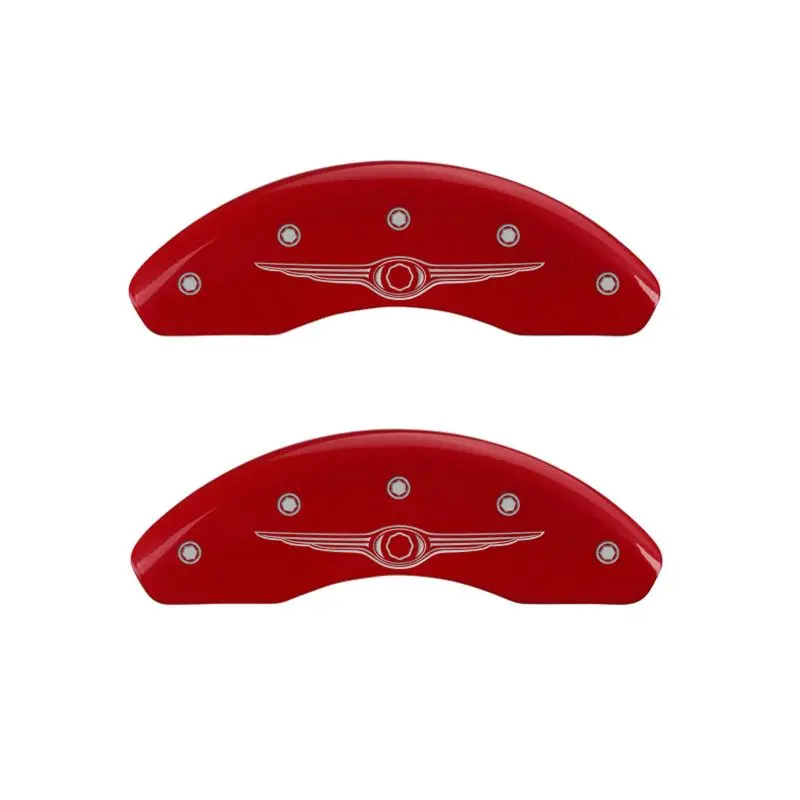 Mgp Engraved 4-Piston Caliper Covers For Chrysler Vehicles – Wing-Style Design, Red Finish W/ Silver Accents 1