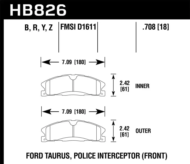 Hawk 13-16 Ford Taurus Sho / 13-16 Lincoln Mks Hps 5.0 Front Brake Pads 1