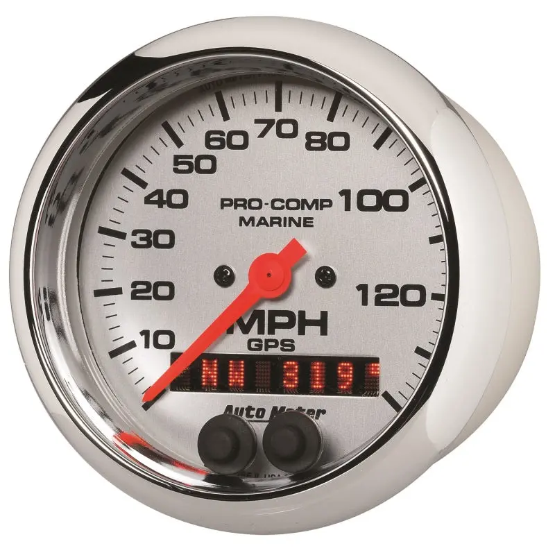 Autometer Marine Chrome Gps Speedometer – 3-3/8" Dial, 140 Mph Range 1